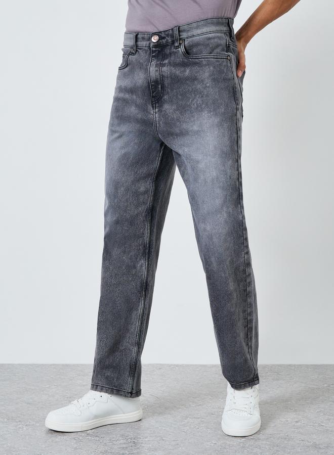 Styli Men Black Loose Fit Washed Jeans - Image 4